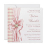 Pink Diamonds Elegant Pink Baby Girl Shower Custom Announcement