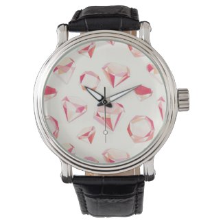 Pink Diamonds Geometric Hand Drawn Wrist Watch