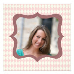 Pink diamonds photo graduation party announcement