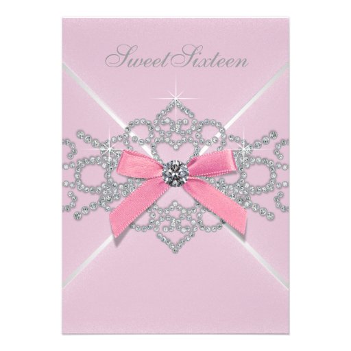 Pink Diamonds Pink Sweet 16 Birthday Party Personalized Invitations