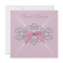 Pink Diamonds Pink Sweet 16 Birthday Party Invites