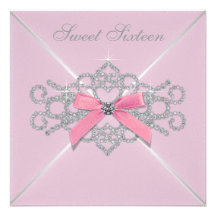 Pink Diamonds Pink Sweet 16 Birthday Party Invites