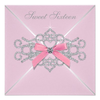 Pink Diamonds Pink Sweet 16 Birthday Party Invites