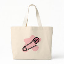 Pink Diaper Pin Tote Bags