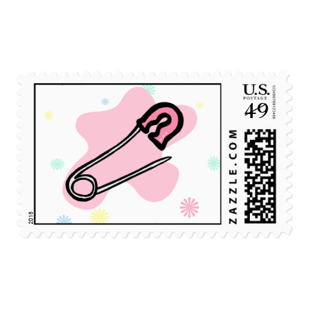 Pink Diaper Pin Postage Stamp