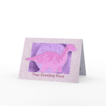 Pink Dinosaur Greeting Card