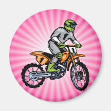 Pink Dirt Bike. Refrigerator Magnets