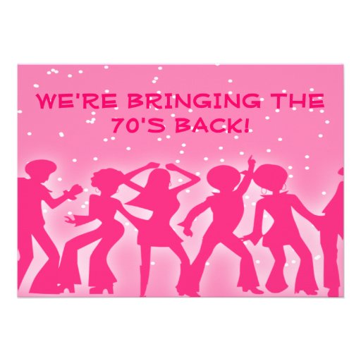 Pink Disco Theme 70's Party Custom Invitations