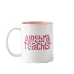 Pink Distressed Text Algebra Teacher mugs