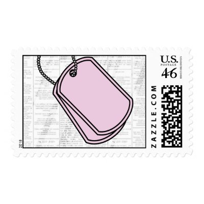 Pink Dog Tags: Help Wanted Postage Stamps by studio524