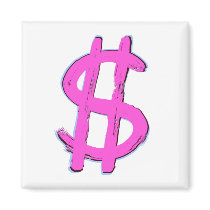 Pink Dollar Sign magnets