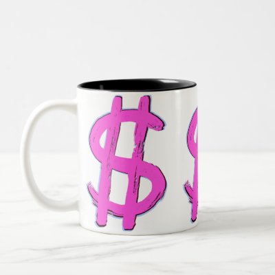 dollar sign. Pink Dollar Sign Coffee Mugs