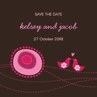 Pink Dot Flowers & Happy Bird Save The Date Magnet magnet