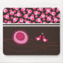 Pink Dot Flowers & Happy Birds Pattern Mousepad