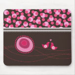 Pink Dot Flowers & Happy Birds Pattern Mousepad Pink Dot Flowers & Happy Birds Pattern Mousepad