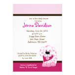 Pink Dot Puppy Dog Baby Girl Shower 5x7 Personalized Announcement