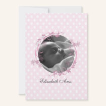Pink Dots Baby Photo Card invitations