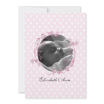 Pink Dots Baby Photo Card invitations