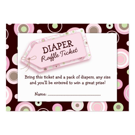 Pink Dots Baby Shower Diaper Raffle Ticket Insert Business Card Template