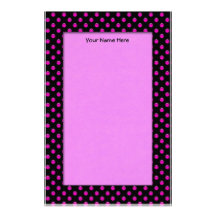 Pink Dots Black Stationery Paper