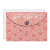 Pink Dots Envelope Girls Baby Shower Invitations