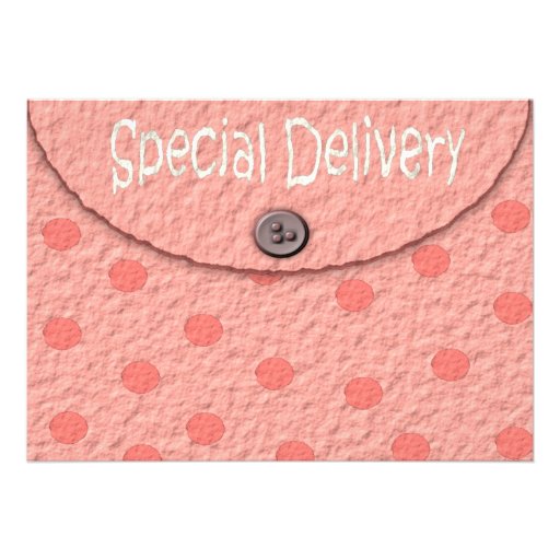 Pink Dots Envelope Girls Baby Shower Invitations