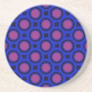 pink dots on blue coaster