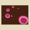 Pink Dotted Flowers and Happy Birds Card