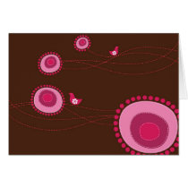 Pink Dotted Flowers and Happy Birds Card by fat_fa_tin Pink Dotted Flowers and Happy Birds Card