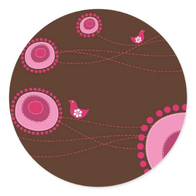 Pink Dotted Flowers and Happy Birds Sticker by fat_fa_tin
