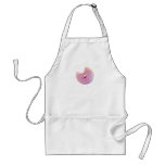 pink doughnut with a missing bite apron
