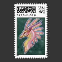 Pink dragon bust postage stamps stamps