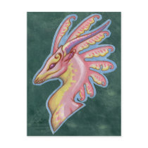 Pink dragon bust postcard by thedancingemu Pink dragon bust postcard