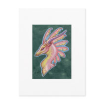 Pink dragon portrait ATC ACEO postcards by thedancingemu Pink dragon portrait ATC ACEO postcards