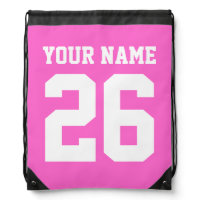 Pink drawstring bag | Personalized jersey number