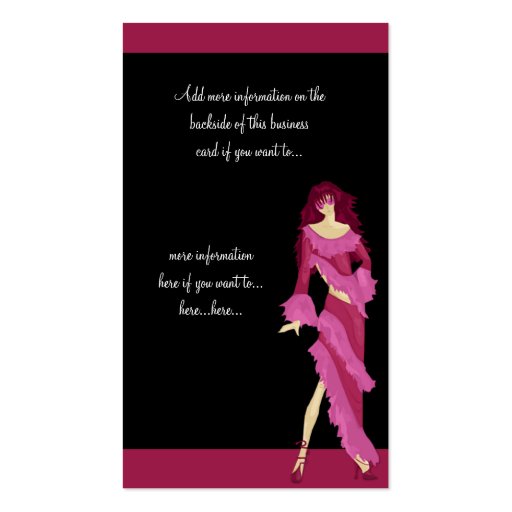 Pink Dress Fashion Lady Business Cards (back side)