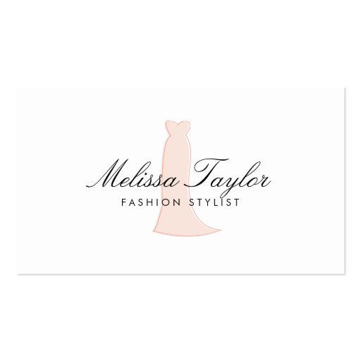 Pink Dress Sketch Fashion Stylist, Boutique Business Card Template (front side)