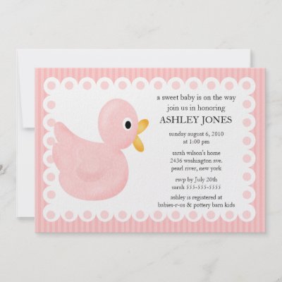 Baby Shower Duck Theme on Pink Duck Baby Shower Invitation By Celebrateitinvites