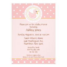 Pink Duck Baby Shower Invites
