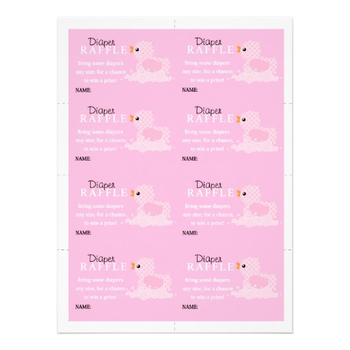 Pink Duck Diaper Raffle Custom Invitation