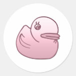 Pink Duck Sideways Soft Pink Round Stickers