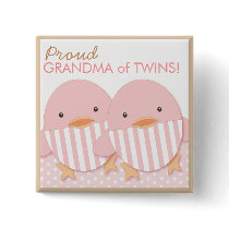 Pink Ducky Twin Girls Proud Grandma Pin