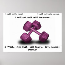 Pink Dumbbells Live healthy Poster