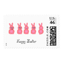 Pink Easter Bunnies Postage Stamp