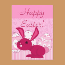 Pink Easter Bunny postcards
