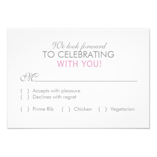 Pink Eat Drink and Be Married Wedding RSVP Announcement