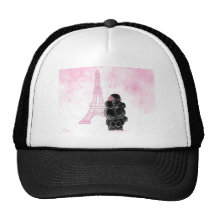 Pink Eiffel Tower and Black Poodle Hats