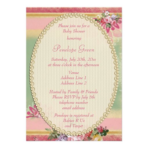 Pink Eiffel Tower and Chandelier Girl Baby Shower Personalized Invite