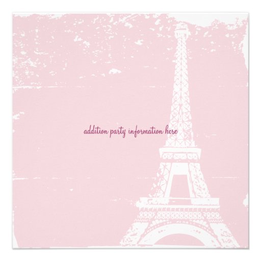 Pink Eiffel Tower Birthday Party Invitations