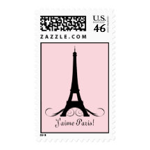 Pink Eiffel Tower J'aime Paris! Stamp